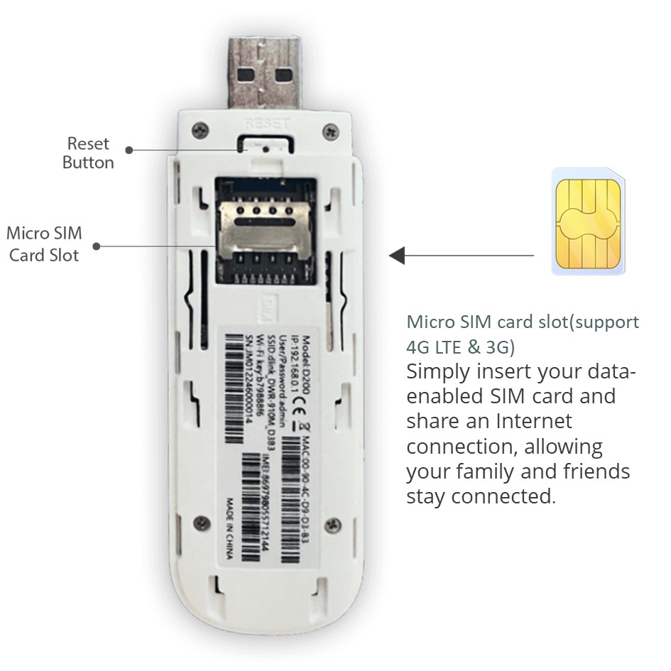 D-Link DWR-910M 4G LTE Wi-Fi Modem/ Router Dlink Sim Card USB Router ...