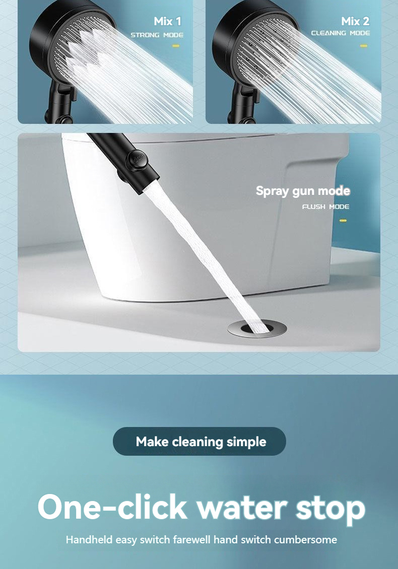 5 Modes High Pressure Handheld Shower Bath Heads Bathroom Accessories ...