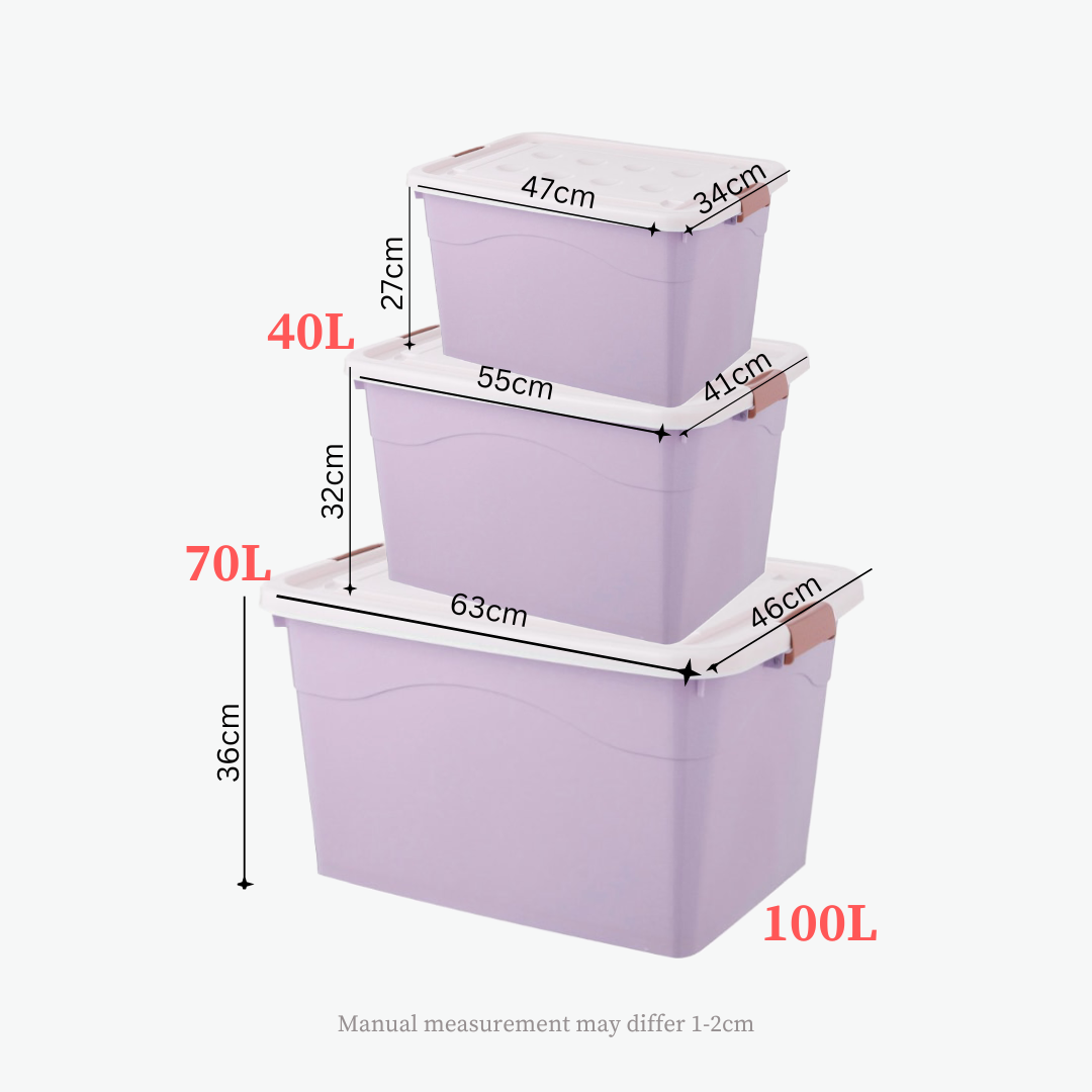 40L 70L 100L Storage Box stackable wheels Movable home Organizer Box ...