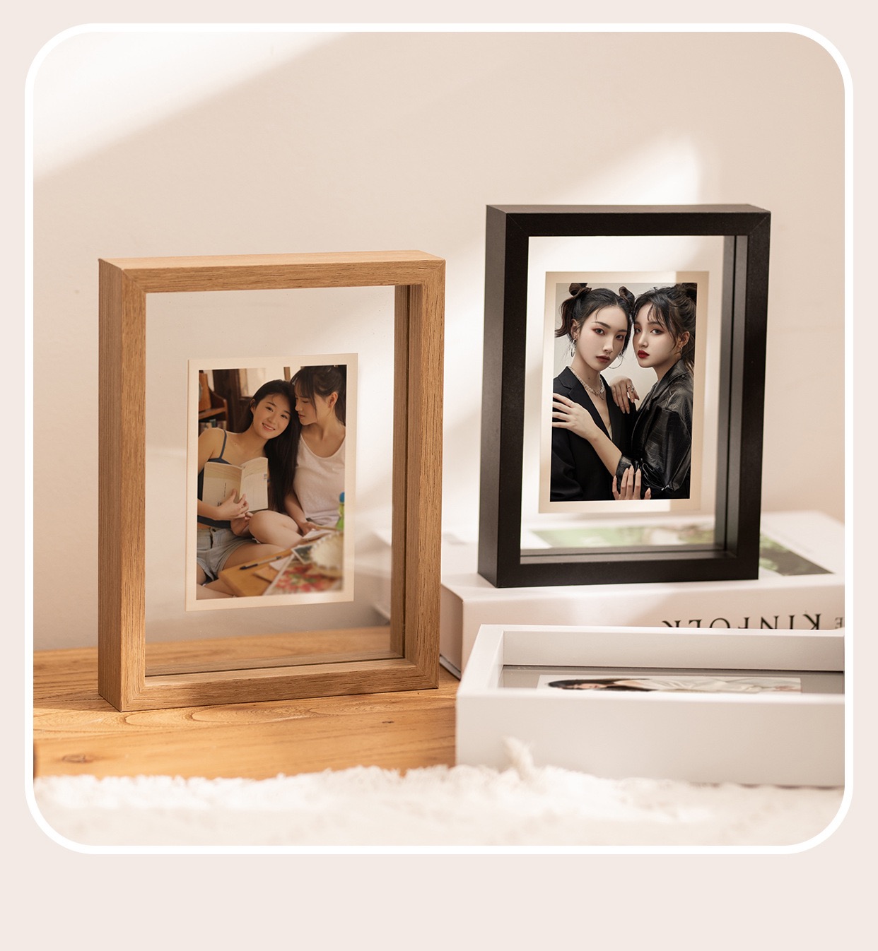SG Stock [[Gift] Wooden Photo Frame Picture Frame Double Glass Photo ...