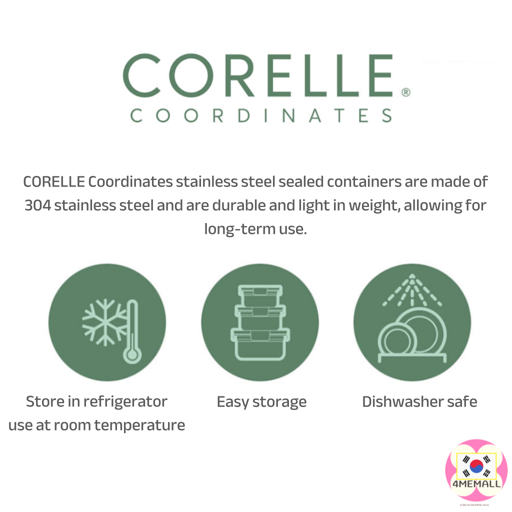 CORELLE Coordinates Stainless Steel Airtight Container Food Storage ...