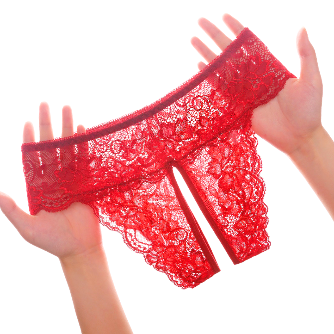 L&L Lingerie Women Sexy Crotch-Less Lace Underwear Plus Size Panty
