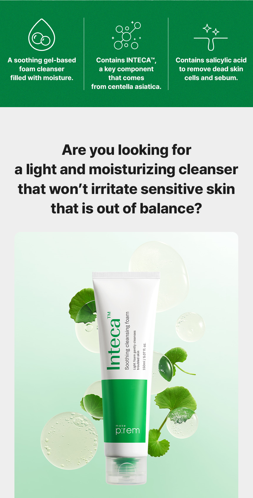 MAKE PREM Inteca Soothing Facial Cleanser 150ml | Shopee Singapore
