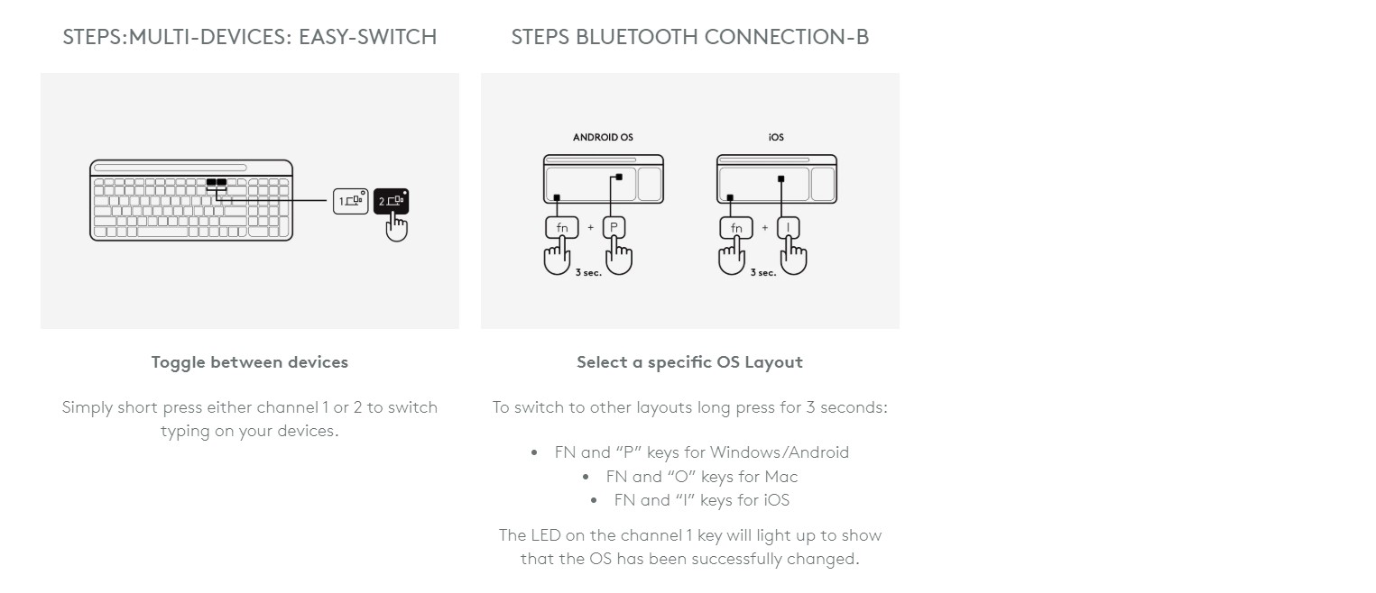 Logitech K580 Multi-Device Bluetooth Wireless Slient Keyboard with ...