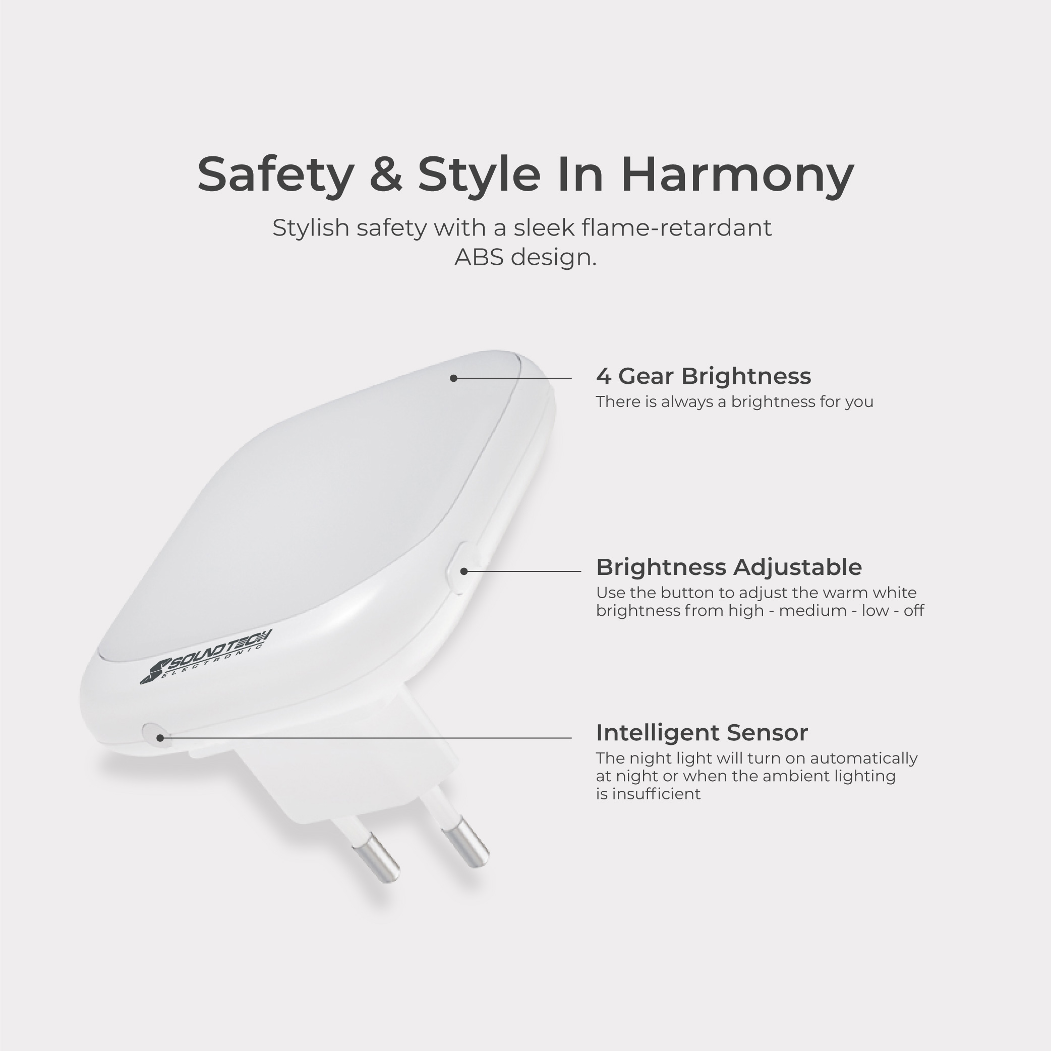 SOUNDTEOH Plug In Auto Sensor LED Night Light | SL-206 | Shopee Singapore