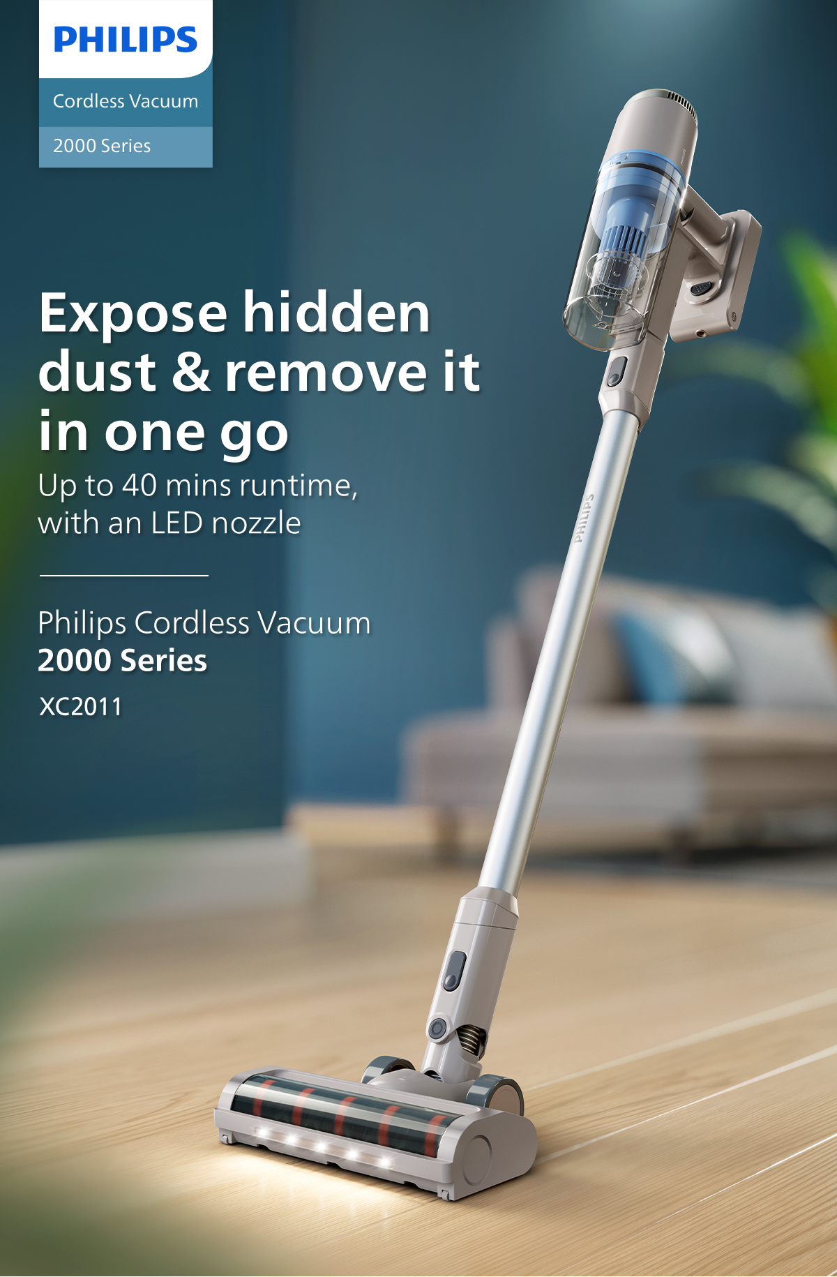 Philips XC2011/61 | Cordless Vacuum | 40 mins runtime