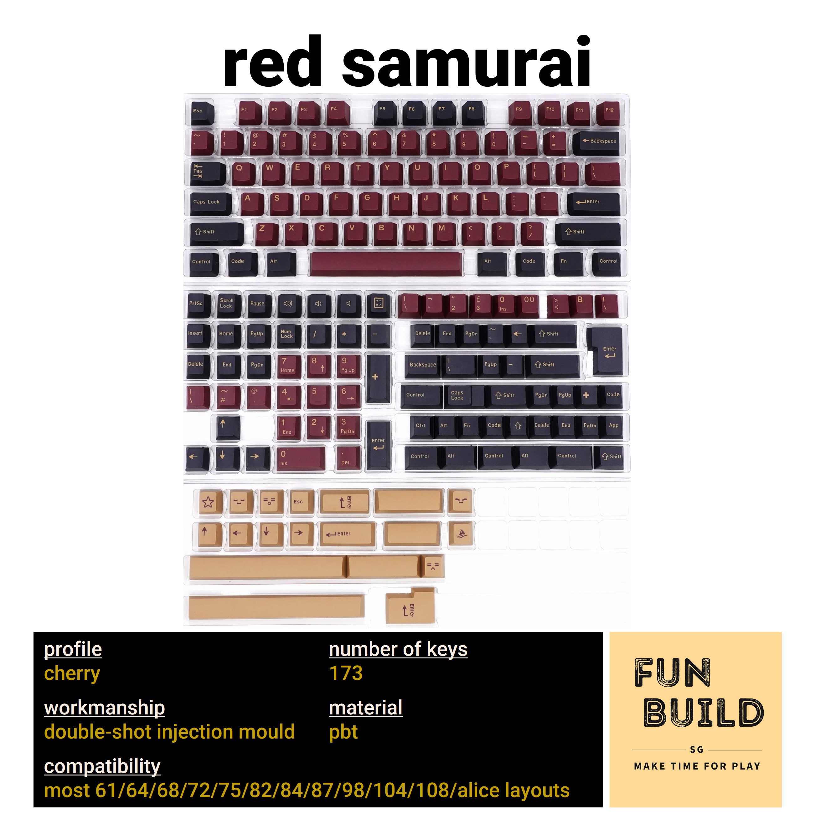 [RED SAMURAI Keycaps][Cherry Profile] Double-shot Injection Moulding ...