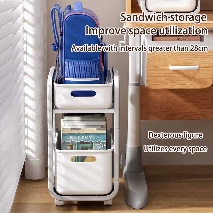【READY STOCK】Schoolbag storage rack | movable trolley | home multi ...