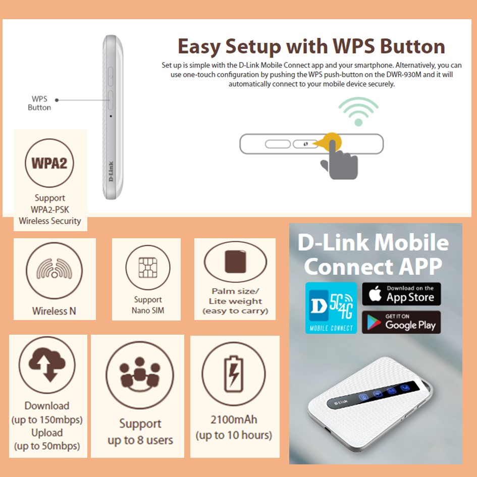 D-Link DWR-930M 4G LTE Mobile Router Support NANO Sim Card / Dlink Sim ...