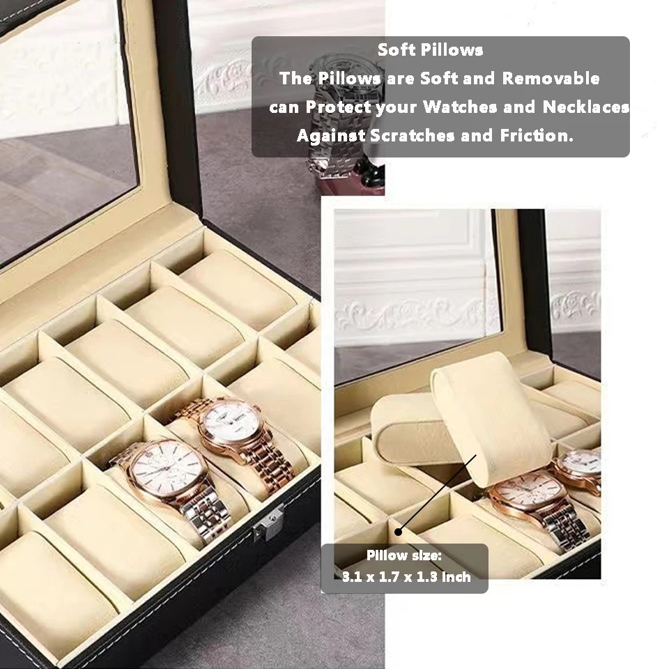 [ SG Stock ] 3/6/12 Slots PVC Watch Storage Box / Watch Display Box ...