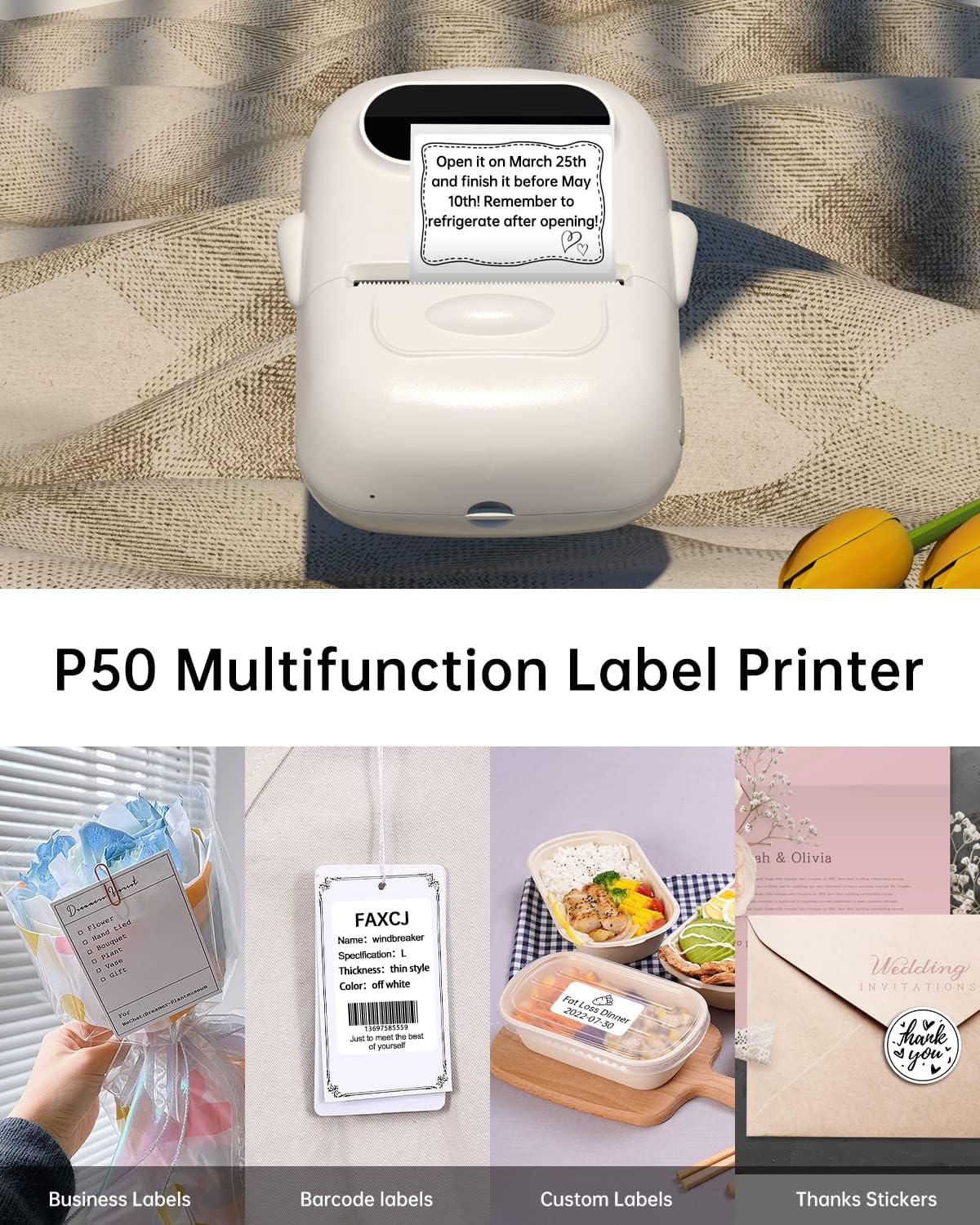 MarkLife Label Printer P50 Portable Bluetooth Thermal Paper Labeller ...