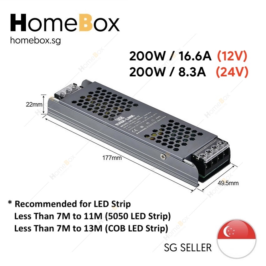 HomeBox 🇸🇬 12V / 24V LED Strip Cove Light Super Slim driver 60W 100W ...