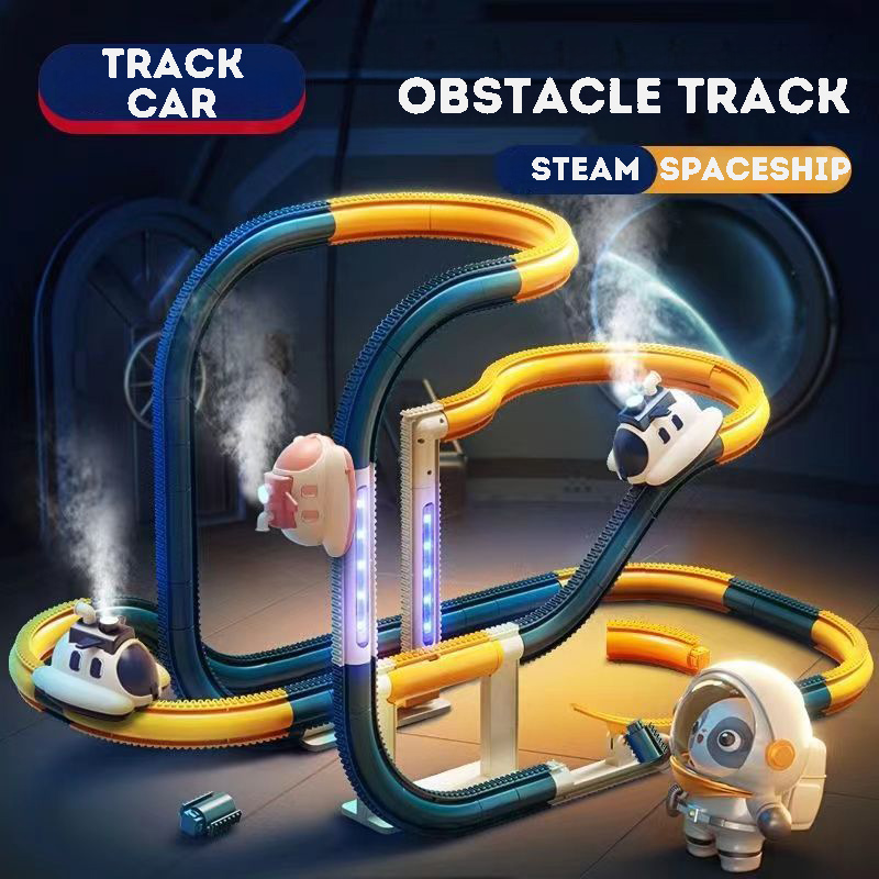Electric Rail Car Car Track Race Track Steam Spray Building Toy Play ...