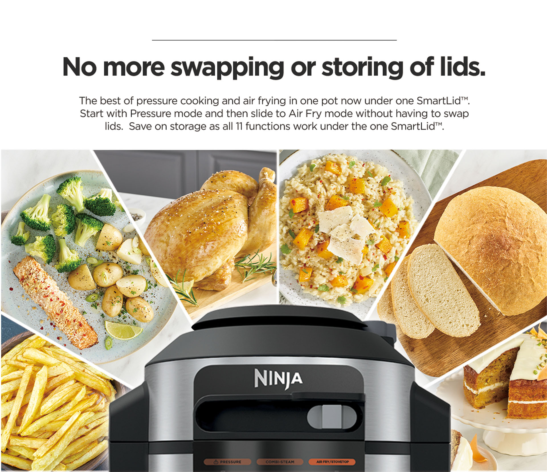 Ninja Foodi 11 in 1 SmartLid Multi cooker in one pot with 6L Capacity and Recipe Book Ninja OL550