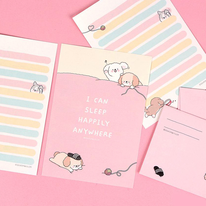 Puppy Bird Mini Letter Paper Envelope Set Stationery Writing Paper Cute ...
