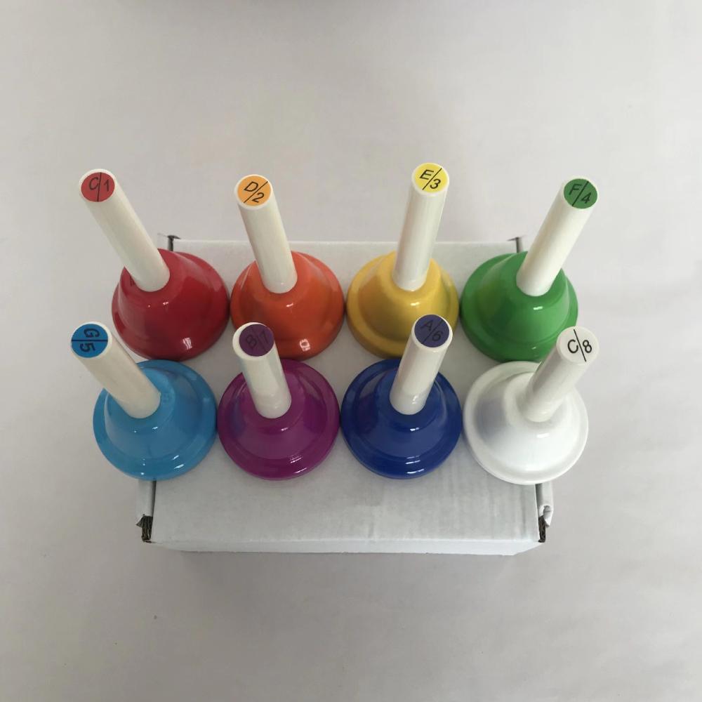 Colorful Hand Percussion Bells 8 Note Diatonic Metal Hand Bell Kit for ...