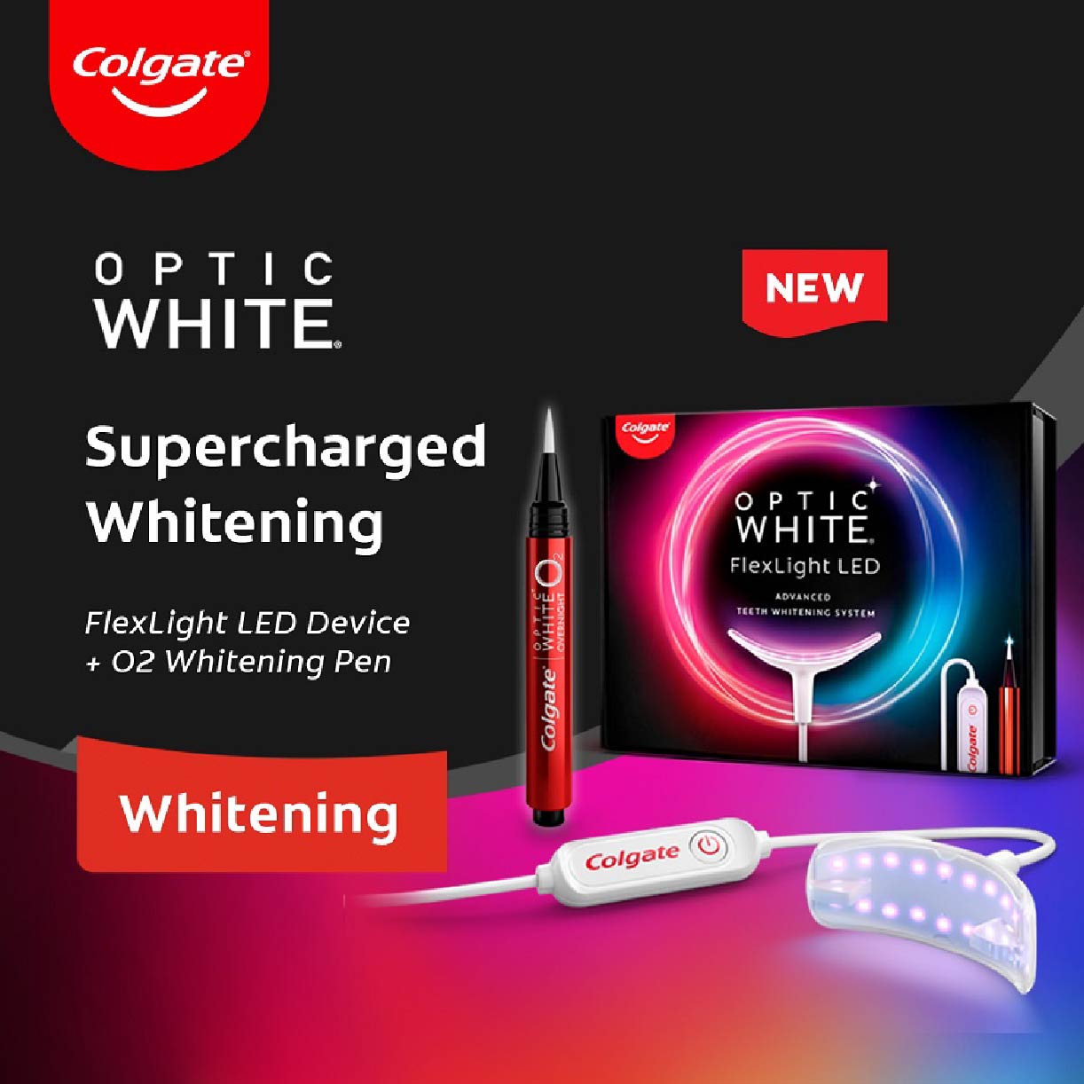 COLGATE Optic White FlexLight LED Advanced Teeth Whitening Kit (Expiry ...