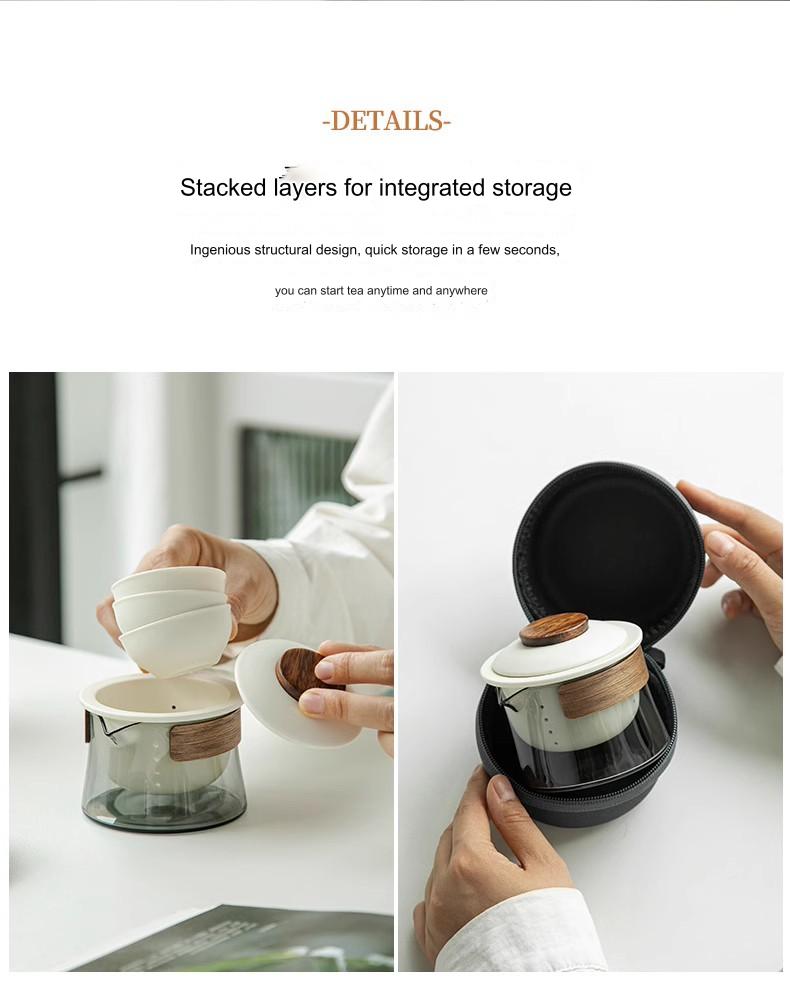 Portable Palace Style Chinese Tea Set Teapot One Pot Three Cups Travel ...