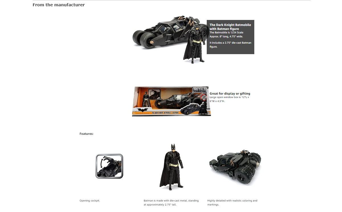 Miniature Batmobile avec Batman 2022 avec lumières JADA TOYS JAD32504