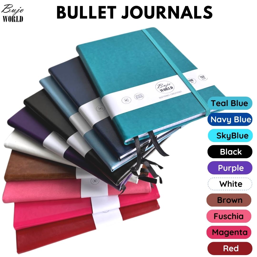 Bujoworld A5 Notebook with 10 color Muji style Gel Pens. A5 Dot grid ...