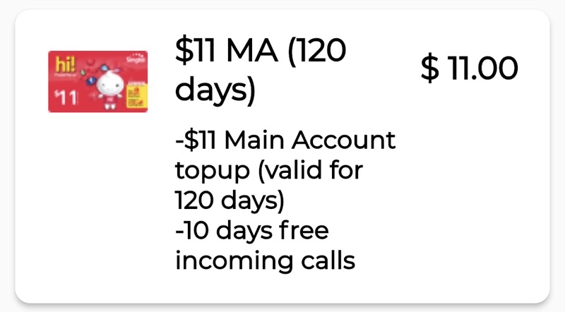 Singtel Prepaid $11 Main Balance Top Up (120 days/ Recharge/ 手机充值 ...