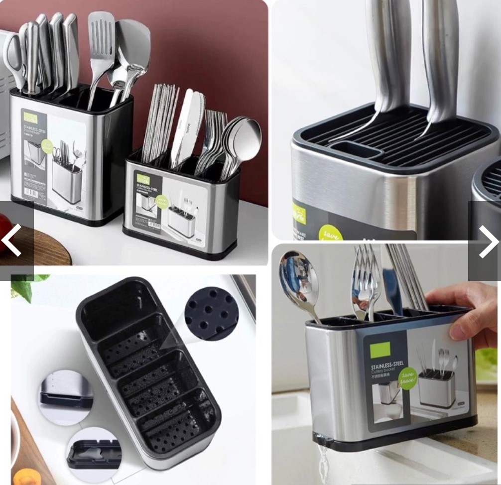 Stainless Steel Cutlery Holder Utensil Kitchen Knife Holder Spoon Fork ...