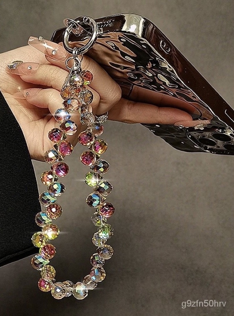 [Sg Ready Stocks] Luxury Crystal Beads Wrist Chain Clip Mobile Phone ...