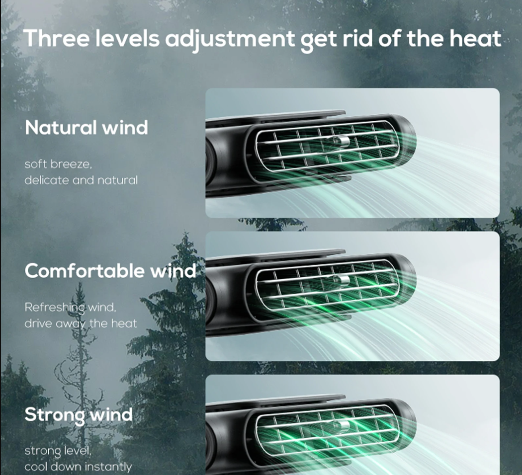 USB Electric Car Fan Rotatable LED Light 3 Speed Auto Cooling Air ...