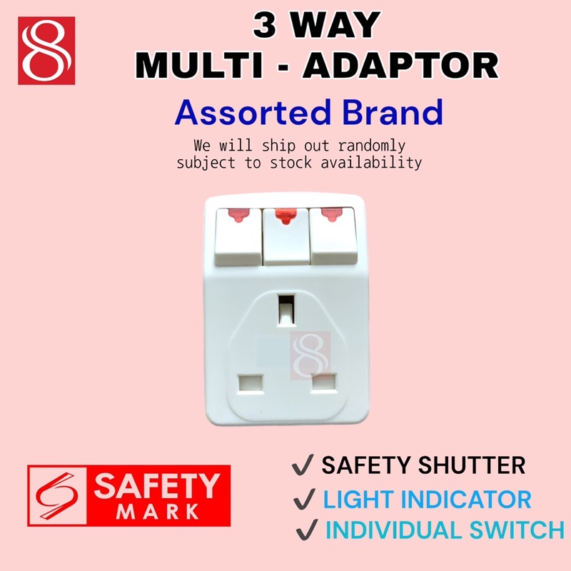 3way multi plug / 3pin multi adaptor with safety approve | Shopee Singapore