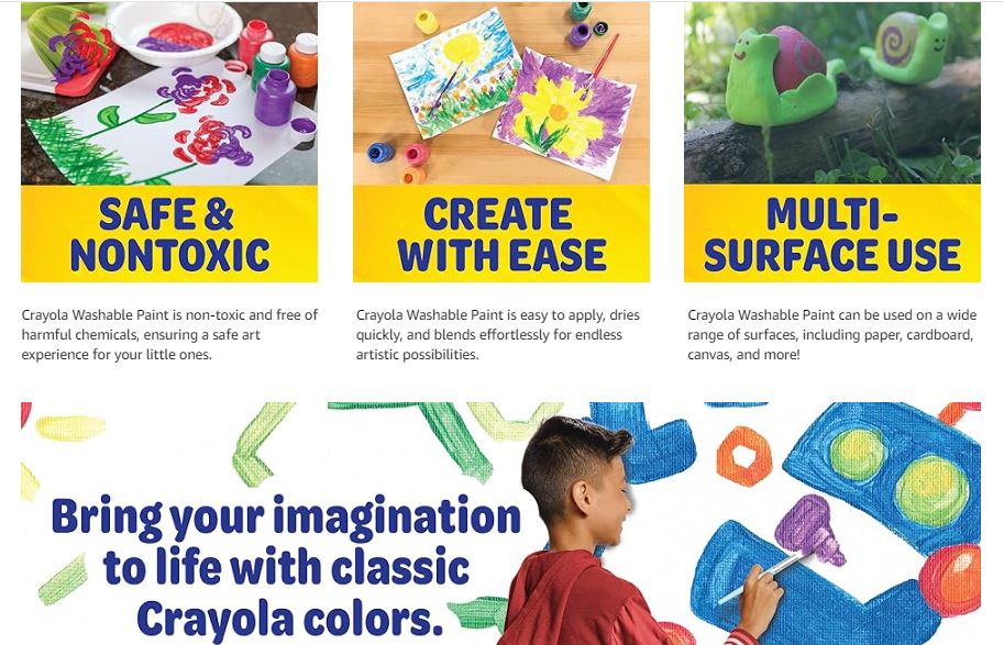 Crayola Washable Fingerpaint Primary Colors Finger Paint 8oz (3 Piece ...