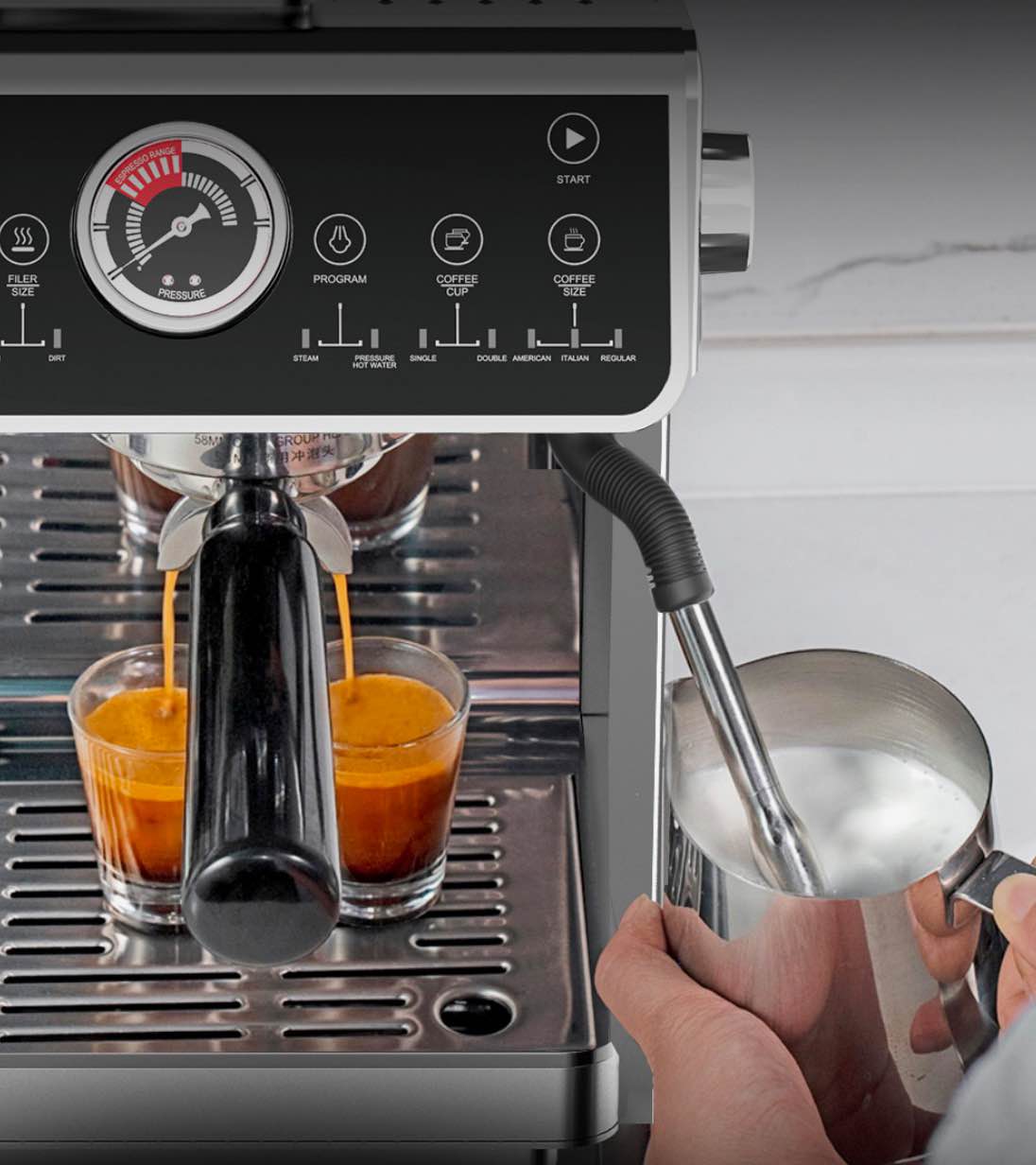 Ruokala BrewMaster Elite Semi-Automatic Espresso Coffee Machine ...