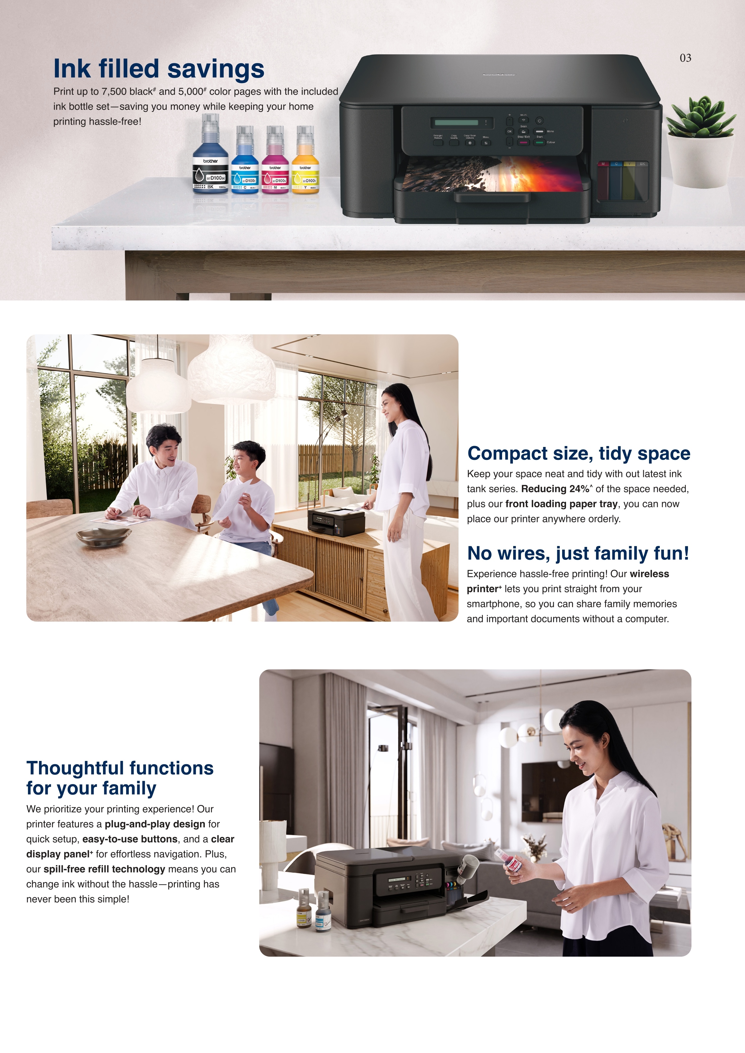 Brother DCP-T530DW A4 3-in-1 Wireless Colour Ink Tank Printer | Refill ...