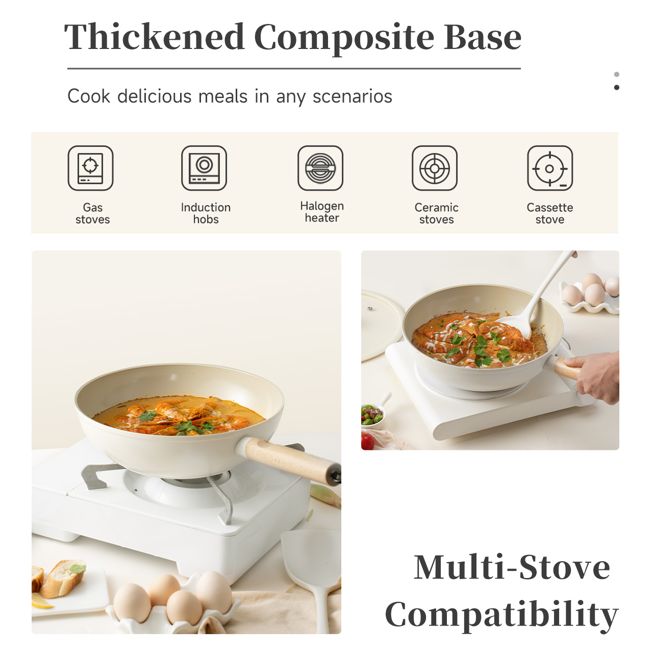 Simplus Kit Wok Pan丨28cm丨Caramel Pudding Series丨Ceramic Coating丨Non ...