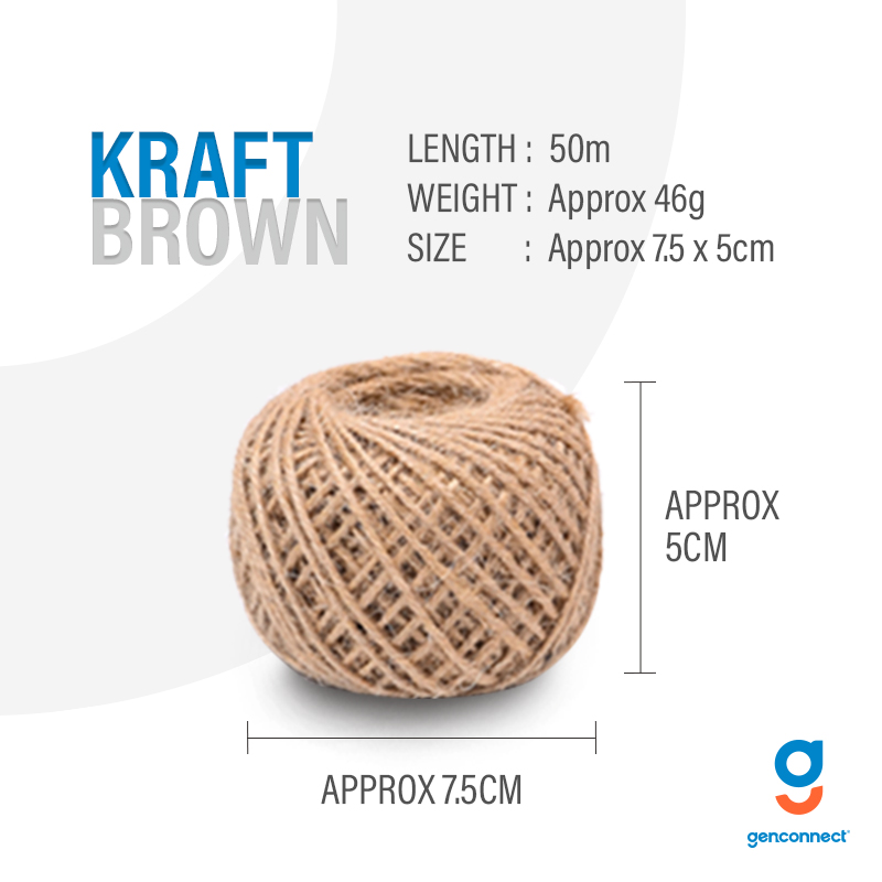 50M Jute Twine Kraft Paper Colour Cotton Rope Raffia String Decoration ...