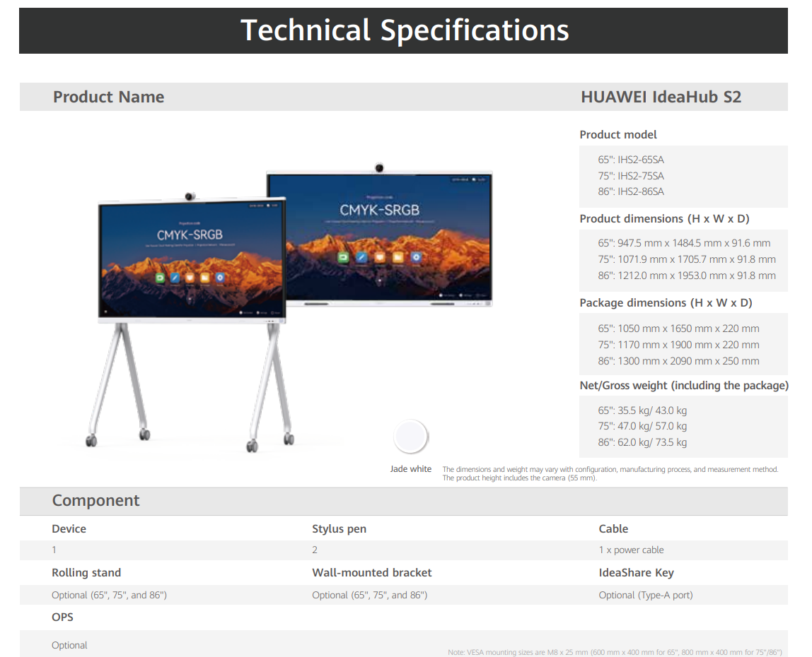 HUAWEI IdeaHub S2 / IdeaHub Board 2 Display | 65" / 75" / 86" | New ...