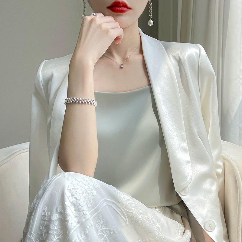 CLOSIVERSE Soft Silky Satin Cami Spaghetti Strap Women Top Silk ...