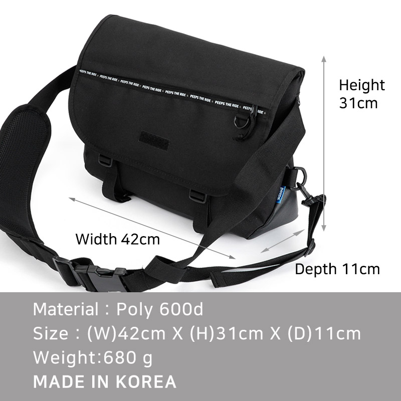 ★2021SS新作★PEEPS★ENJOY THE RIDE MESSENGER BAG_ブラック MUSINSA | PEEPS enjoy the ride messenger bag(black)