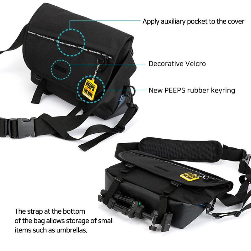 ★2021SS新作★PEEPS★ENJOY THE RIDE MESSENGER BAG_ブラック MUSINSA | PEEPS enjoy the ride messenger bag(black)