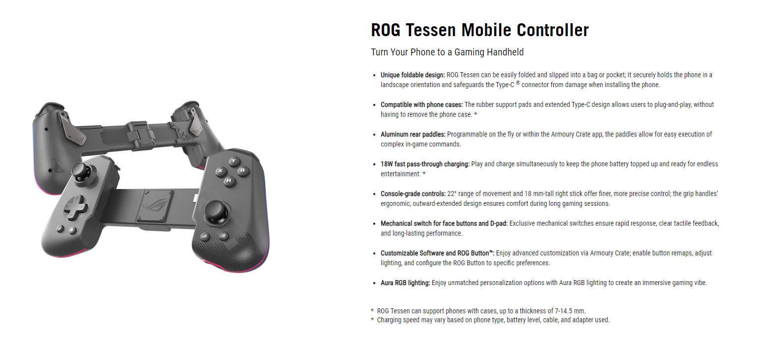 ROG Tessen Mobile Controller - Console Grade Joysticks, Programmable ...