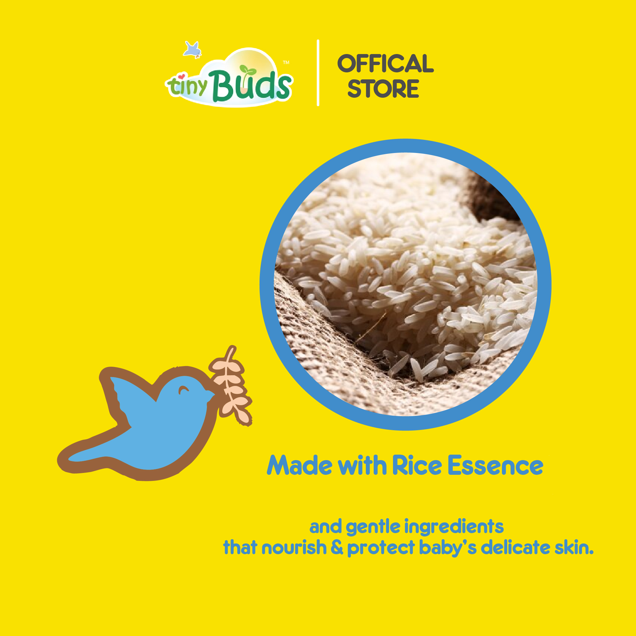 Tiny Buds Newborn Rice Baby Powder with Puff 70g | Shopee Singapore