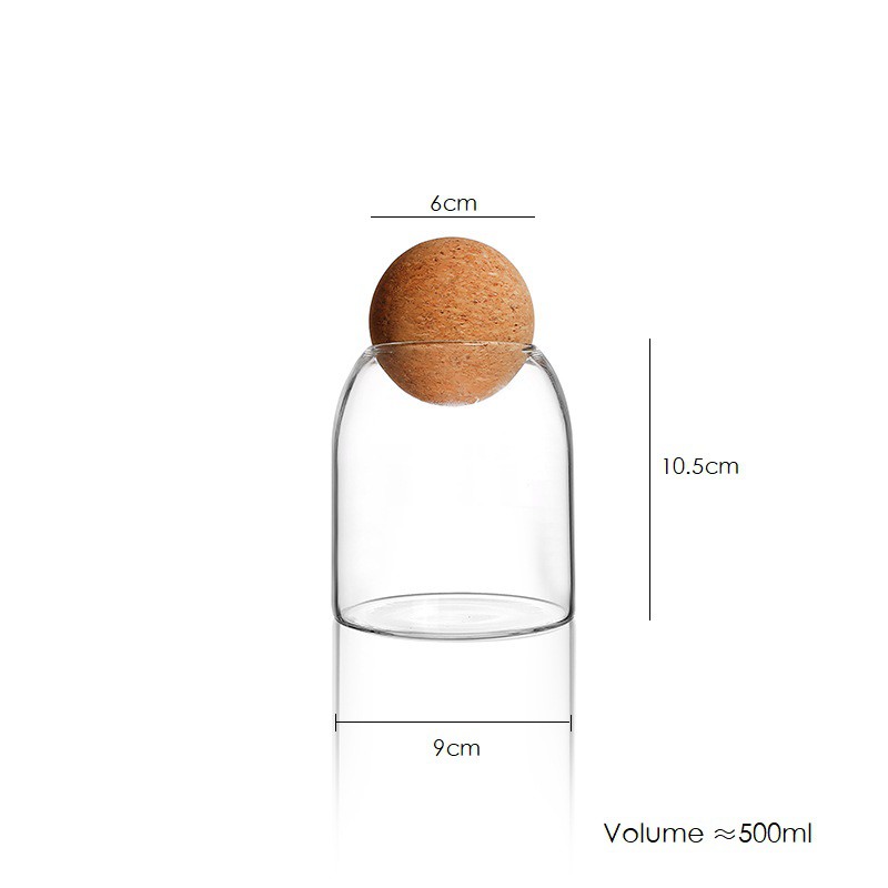 Singapore Glass Food Storage Container with ball shape wood lid Food ...