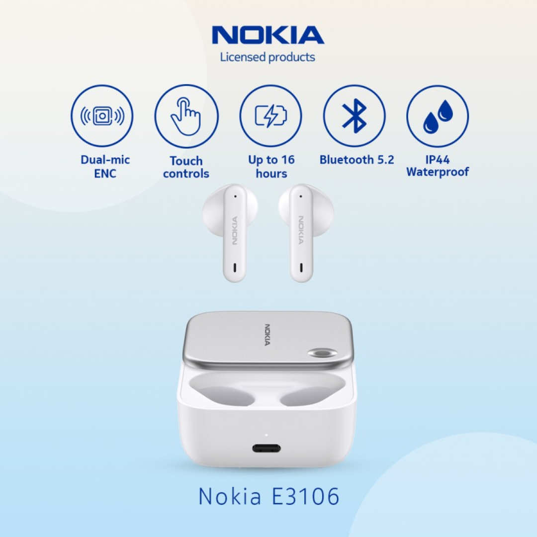 Nokia E3106 Wireless Bluetooth Earbuds, Earphones in Ear with Dual