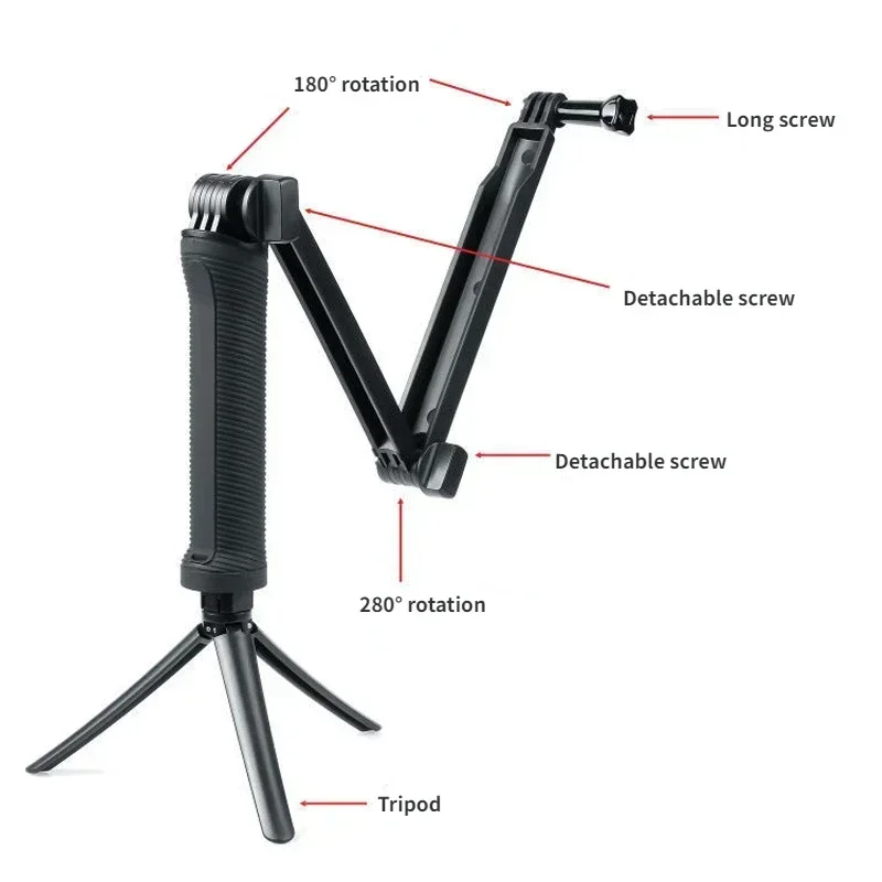3 Way Monopod Tripod Selfie Stick Hand Grip Extension Arm for GoPro ...