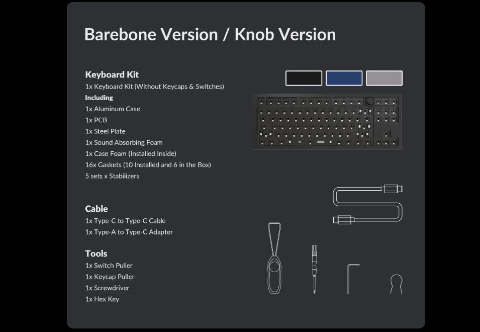 KEYCHRON Barebones for Q3 QMK/VIA Wired Custom Mechanical Keyboard ...