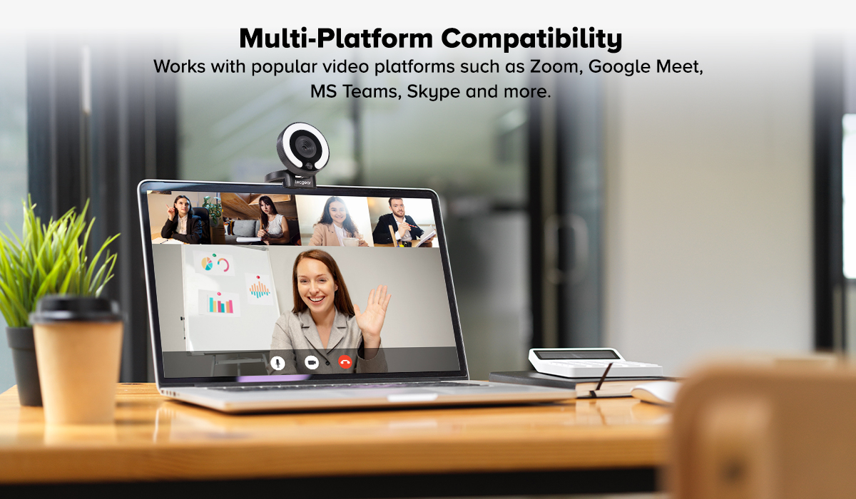Tecgear Sentinel 2K QHD Auto Focus Webcam with Ring Light, Built-in ...