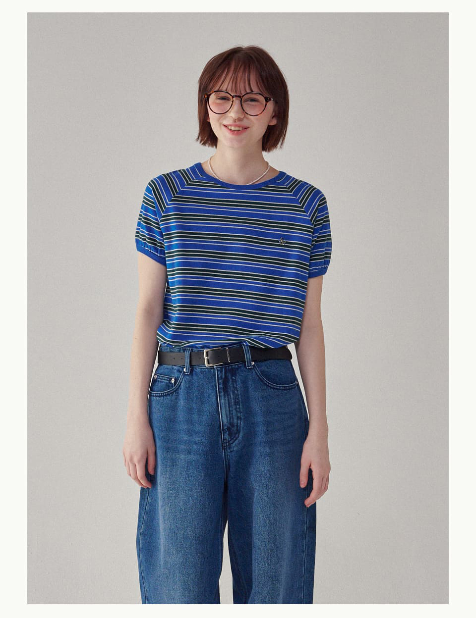 RONRON MULTI STRIPE PUFF SLEEVE HALF T SHIRT | Shopee Singapore