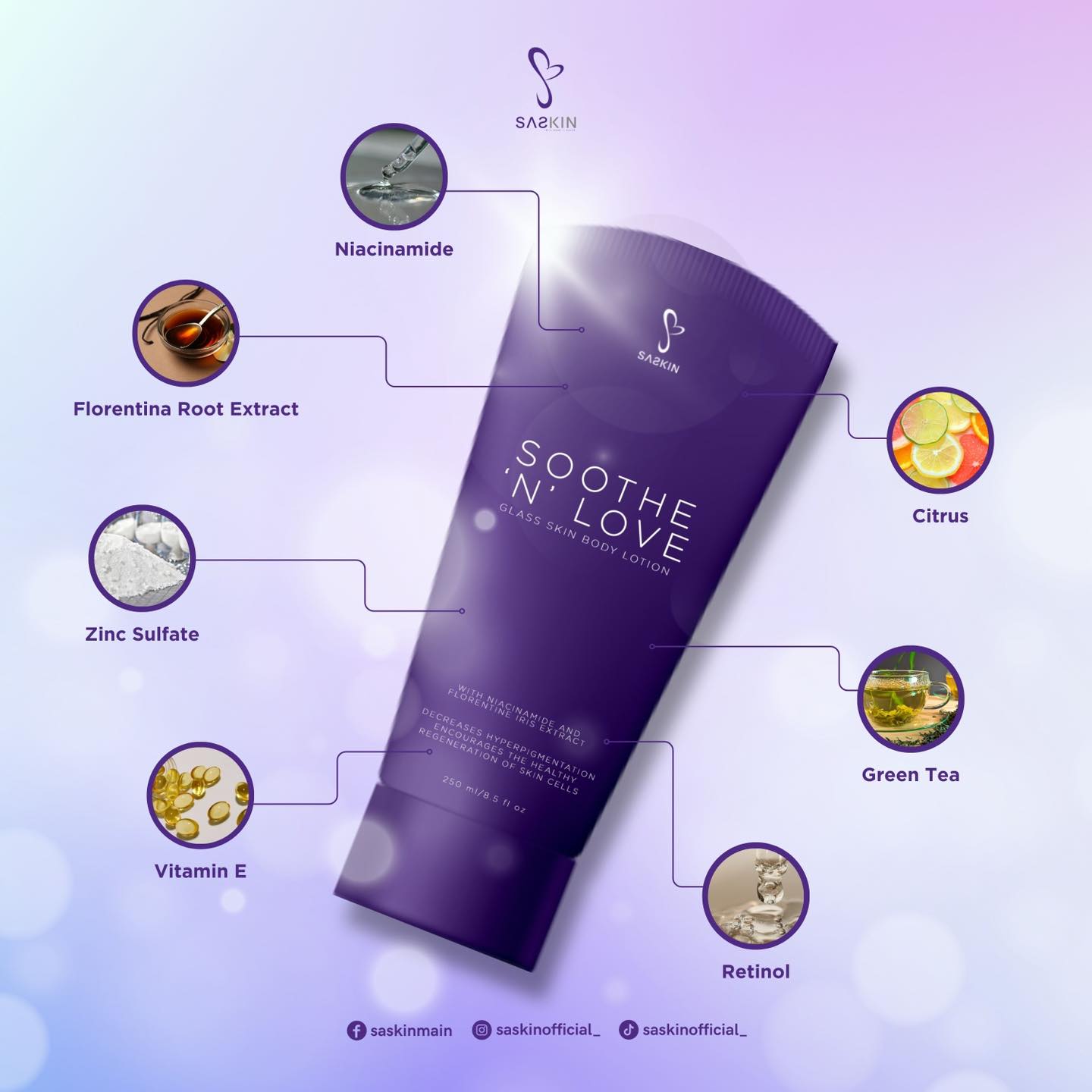 SASKIN SOOTHE N' LOVE GLASS SKIN BODY LOTION WITH ...