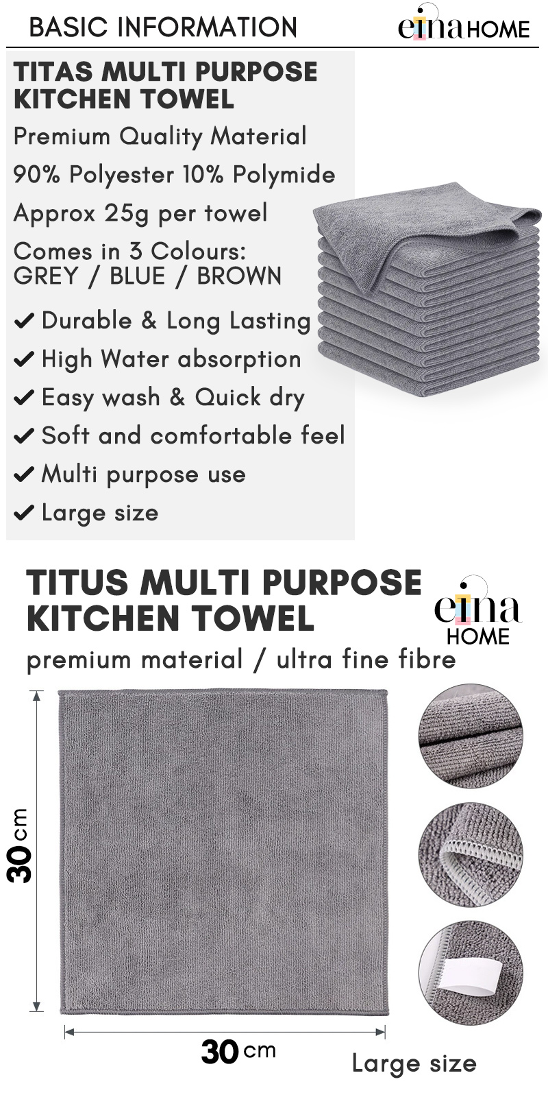 [BUY 18 FREE 2] Einahome Titas Kitchen Cloth Kitchen Towel Cleaning ...