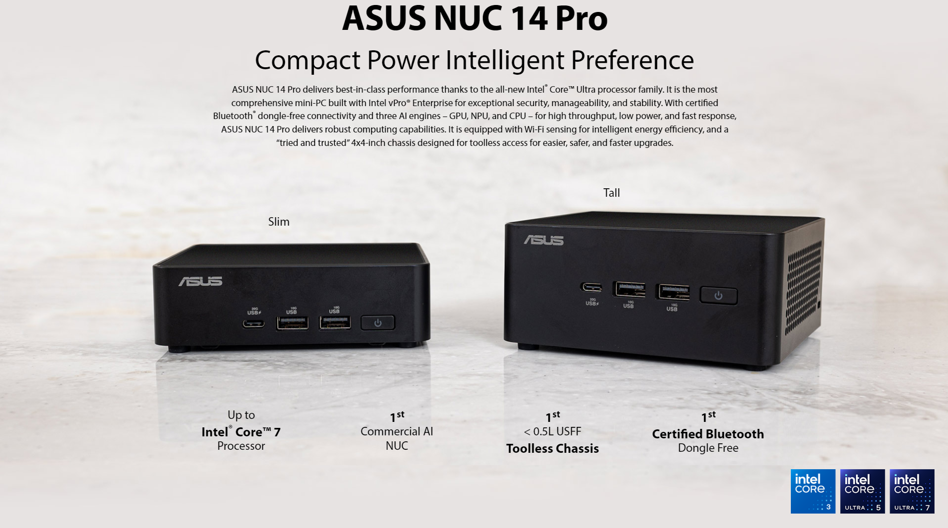 FUWELL - Asus NUC Pro NUC14RVH (Tall) Barebones Mini PC with Intel Core ...
