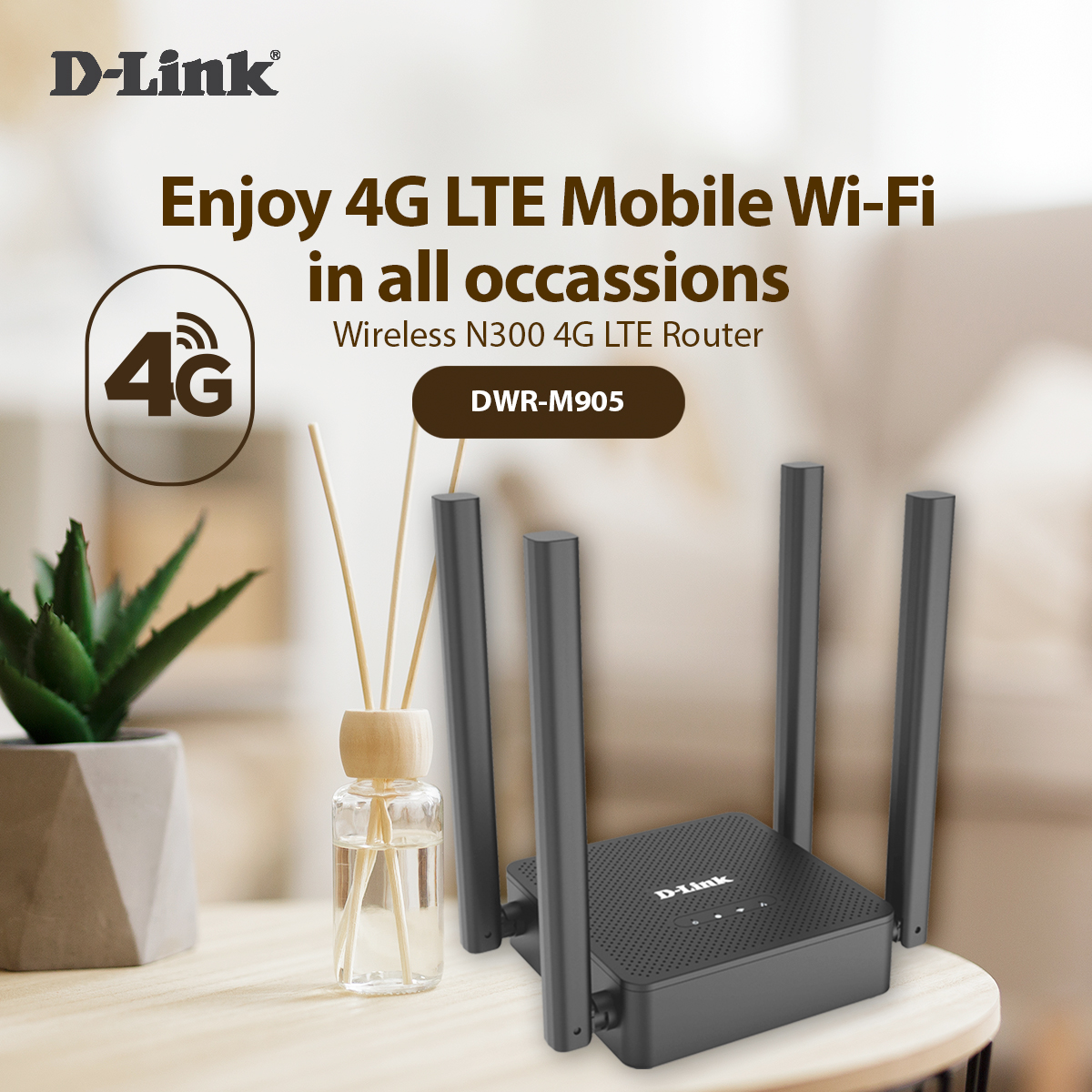 D-Link DWR-M905 N300 3G/4G LTE Wireless WiFi Mobile Router (with Nano ...